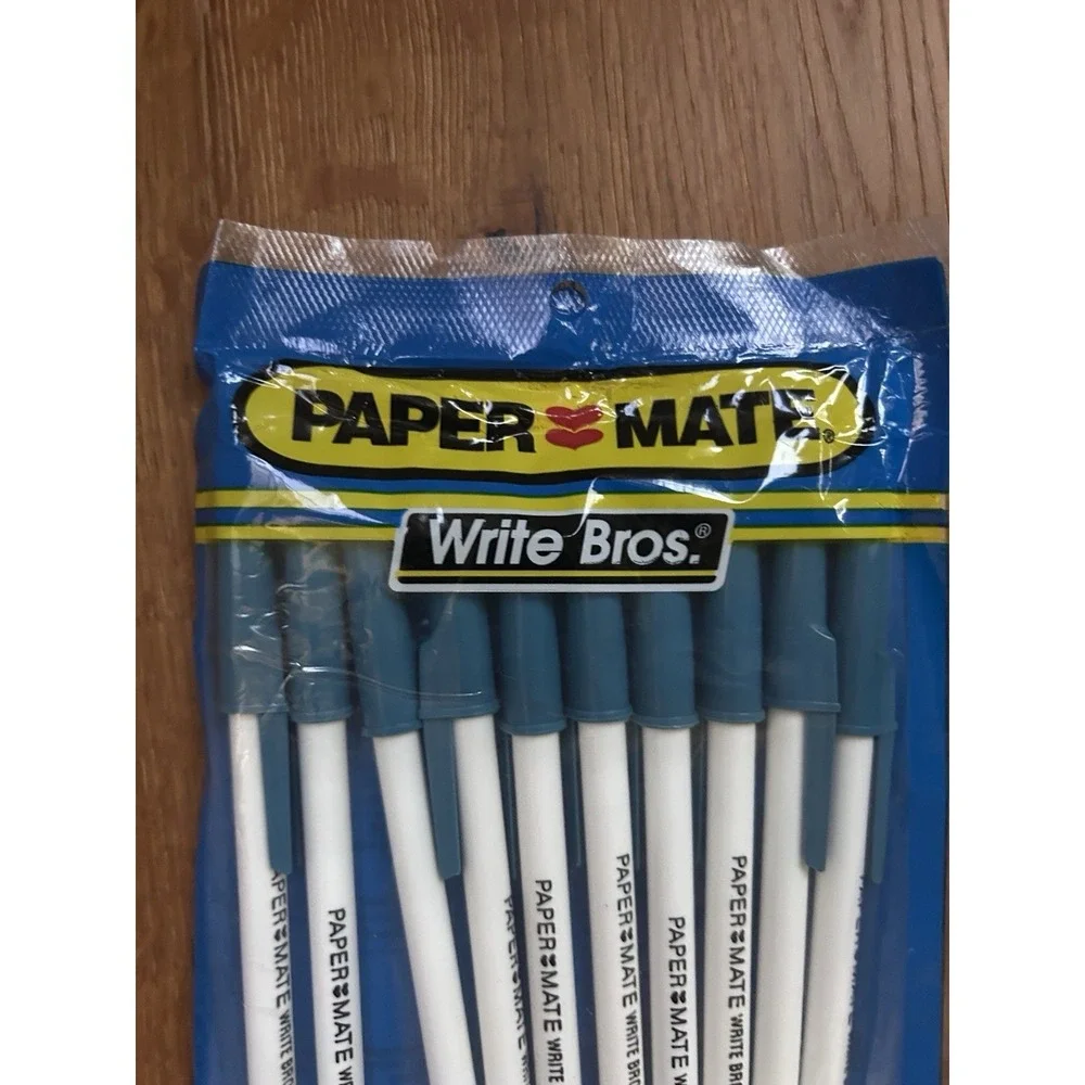 VTG 1992 Paper Mate Write Bros 10-Pk BLUE Ink Medium Ball Pens Ballpoint NEW